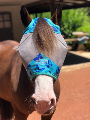 Fly Buster Standard Fly Mask - Butterflies with Grey Mesh