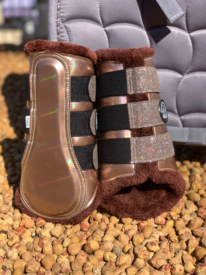 Tendon Boots - Rose Gold with Glitter Straps