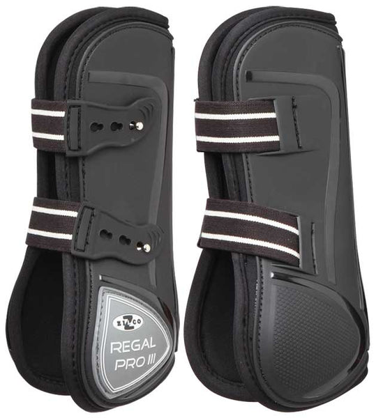 Regal Pro Open Front Jump Boots Black Mane Event Equestrian