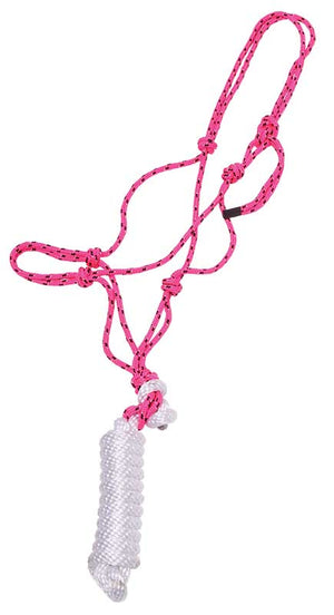 Knotted Rope Halter with Lead - Pink