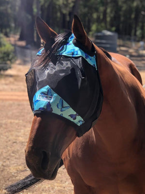 Fly Buster Standard Fly Mask - Butterflies with Black Mesh