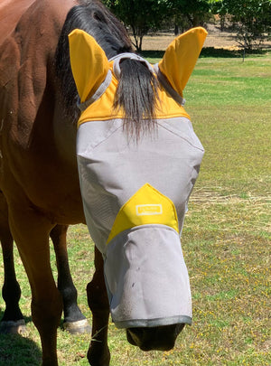 Fly Buster Fly Mask With Ears and Nose - Yellow