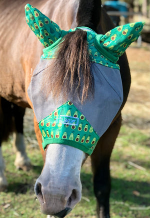 Fly Buster With Ears Fly Mask - Avocados