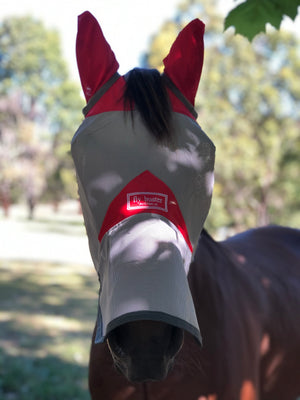 Fly Buster Fly Mask With Ears and Nose - Red